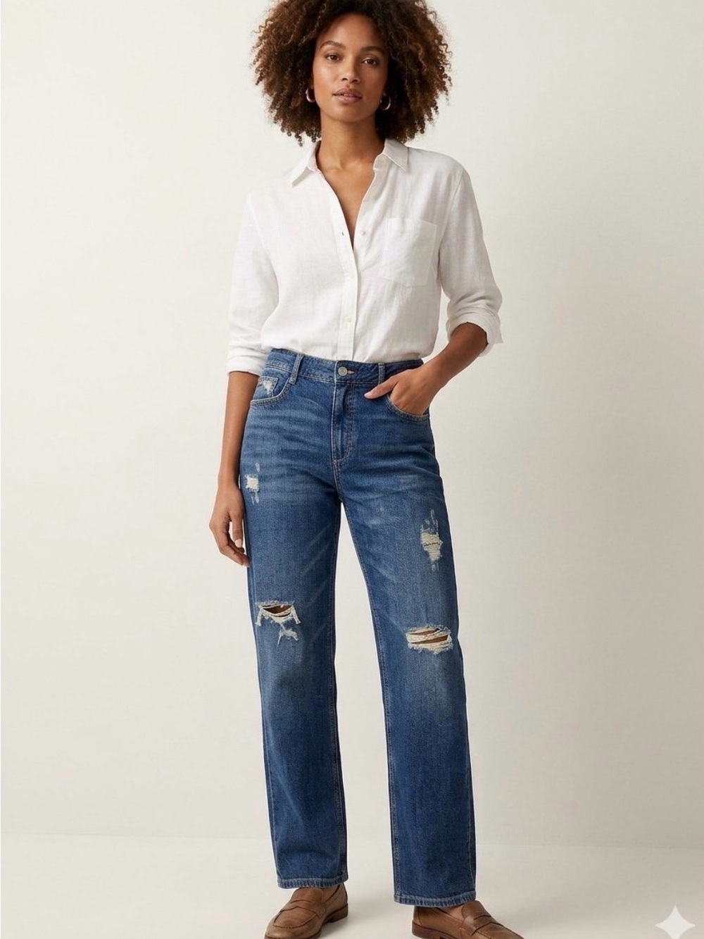 Pilcro Midwash Straight Leg Distressed Jeans - Blue Sz 29 NWOT
